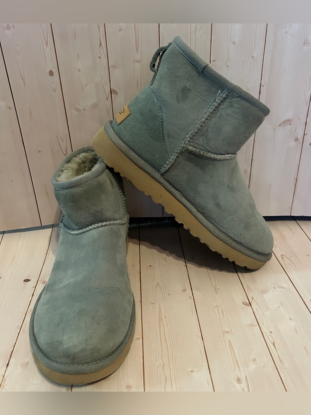 Women's Classic Mini Boot Size 6 Blue Green Succulent Colors/Colours Pre-Owned